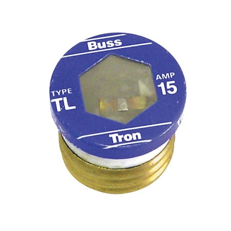 Eaton Bussmann Plug Fuse, TL Series, Time-Delay, 15A, 125V AC, Indicating, 10kA at 125V AC BP/TL-15